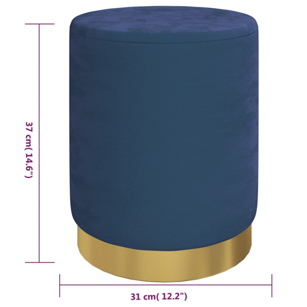 Produktbild för Rund förvaringspall blå sammet 31 x 37 cm