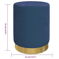 Produktbild för Rund förvaringspall blå sammet 31 x 37 cm