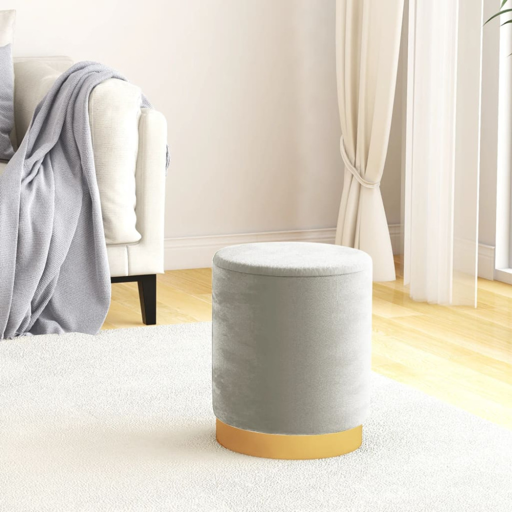 Produktbild för Rund förvaringspall ljusgrå sammet 31 x 37 cm