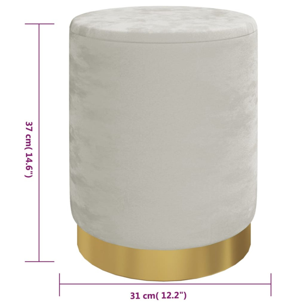 Produktbild för Rund förvaringspall ljusgrå sammet 31 x 37 cm