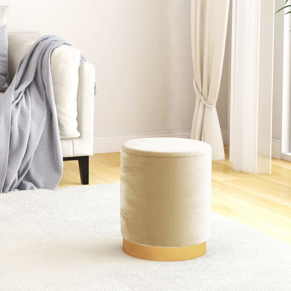 Produktbild för Rund förvaringspall aprikos sammet 31 x 37 cm