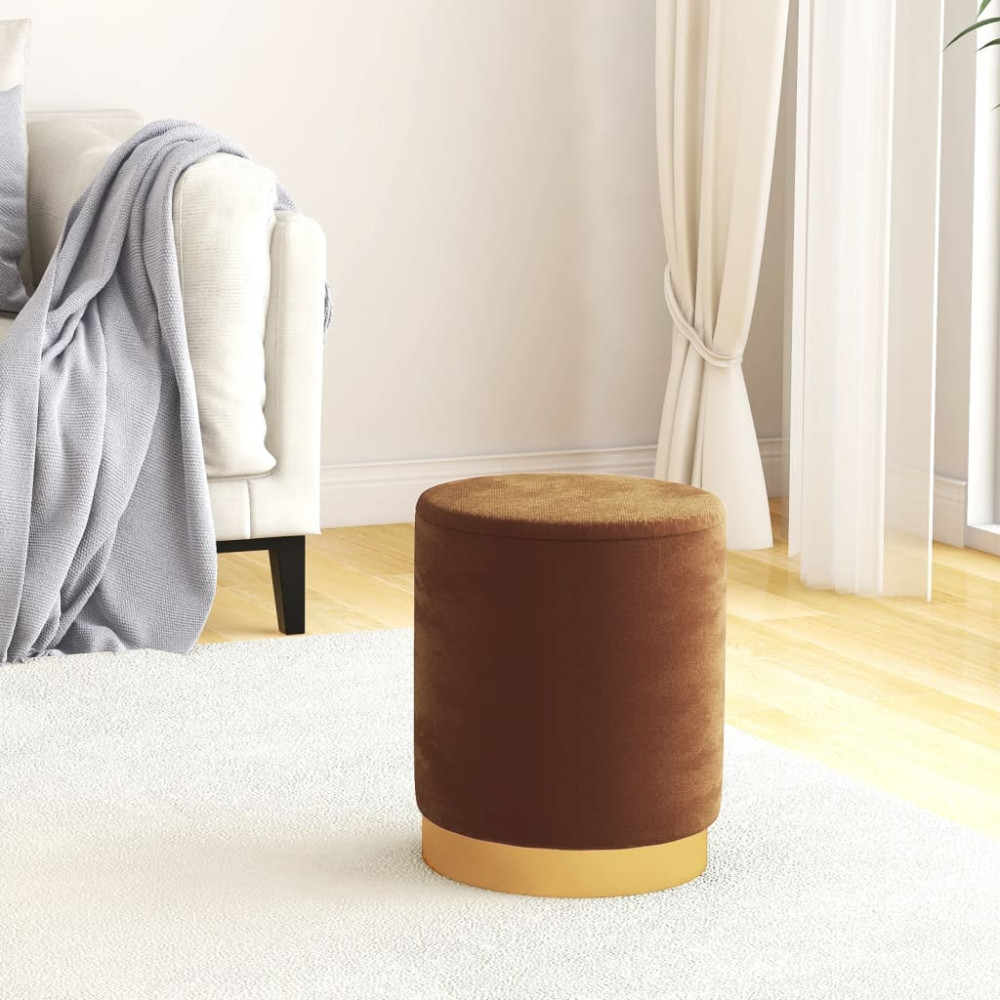 Produktbild för Rund förvaringspall brun sammet 31 x 37 cm