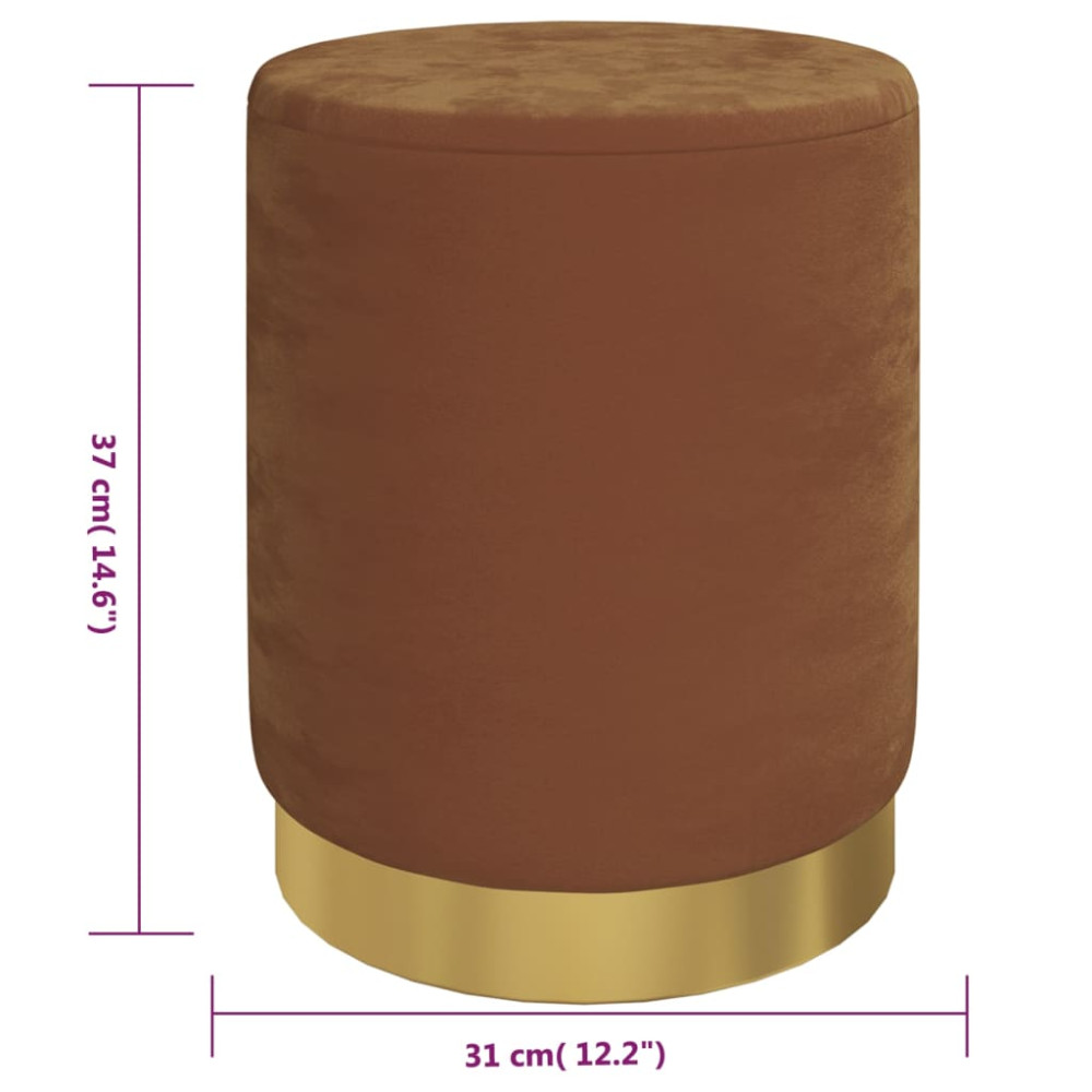 Produktbild för Rund förvaringspall brun sammet 31 x 37 cm