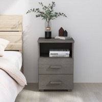 Produktbild för Sängbord HAMAR ljusgrå 40x35x62 cm massiv furu