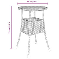 Produktbild för Trädgårdsbord Ø60x75 cm akaciaträ och konstrotting grå