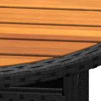 Produktbild för Utebord Ø80x75 cm akaciaträ och konstrotting svart