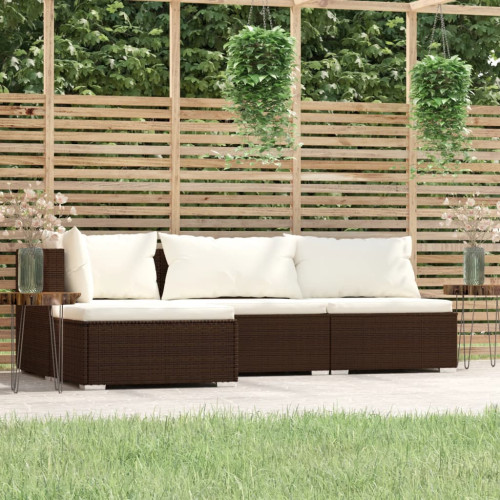 vidaXL Loungegrupp för trädgården 4 delar konstrotting brun