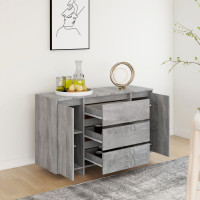 Produktbild för Byrå 3 lådor grå sonoma-ek 120x41x75 cm konstruerat trä