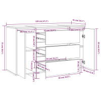 Produktbild för Byrå 3 lådor grå sonoma-ek 120x41x75 cm konstruerat trä