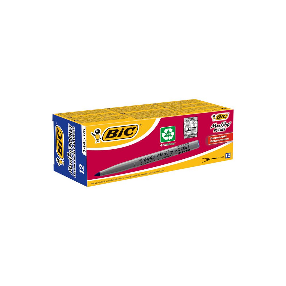 Produktbild för Märkpenna BIC 1445 pocket blå