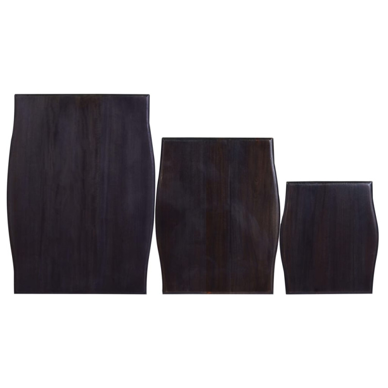 Produktbild för Satsbord 3 st ljus svart massiv mahogny