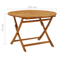 Produktbild för Hopfällbart trädgårdsbord 110 cm massivt akaciaträ