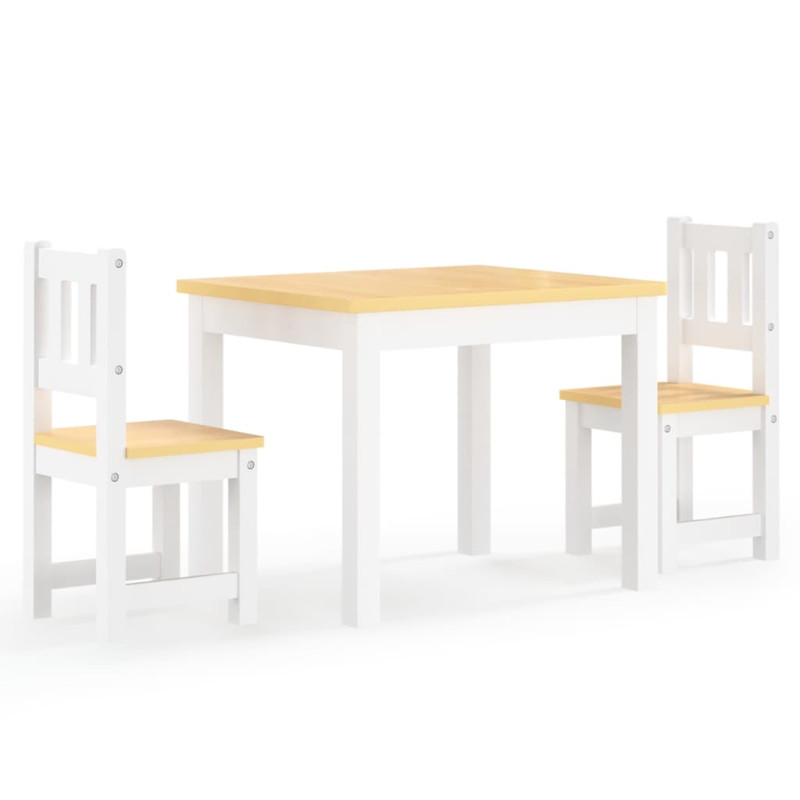 Produktbild för Barnbord och stolar 3 delar vit och beige MDF