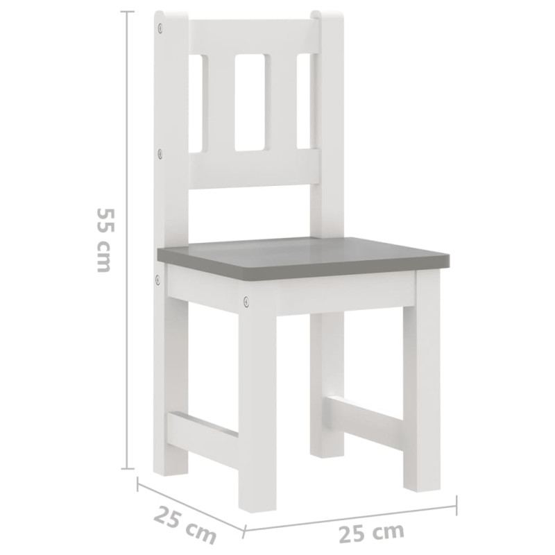 Produktbild för Barnbord och stolar 4 delar vit och grå MDF