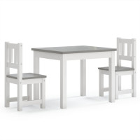 Miniatyr av produktbild för Barnbord och stolar 3 delar vit och grå MDF