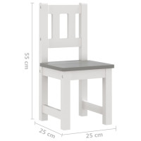 Miniatyr av produktbild för Barnbord och stolar 3 delar vit och grå MDF