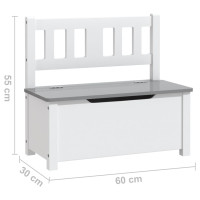 Miniatyr av produktbild för Förvaringsbänk barn vit och grå 60x30x55 cm MDF