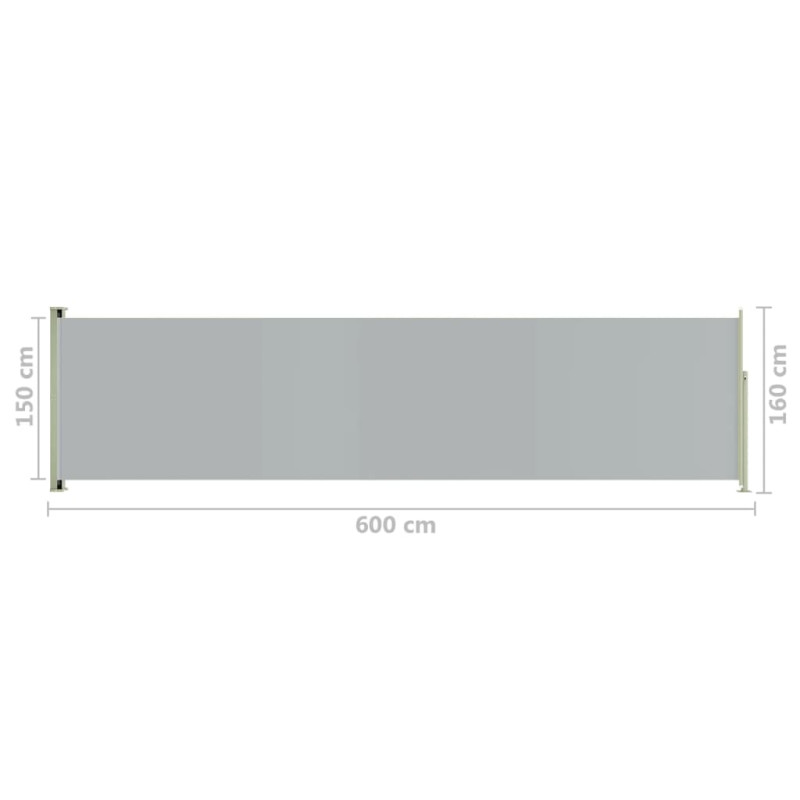 Produktbild för Infällbar sidomarkis 160x600 cm grå