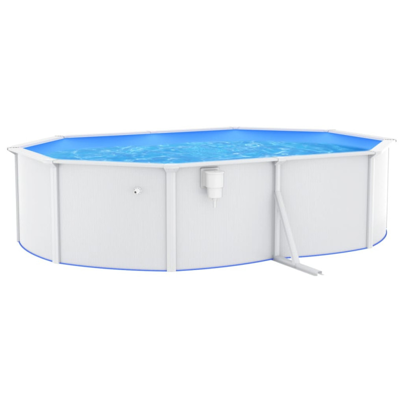 Produktbild för Pool med stålväggar oval 490x360x120 cm vit