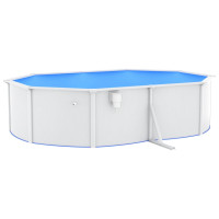 Miniatyr av produktbild för Pool med stålväggar oval 490x360x120 cm vit
