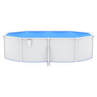 Miniatyr av produktbild för Pool med stålväggar oval 490x360x120 cm vit