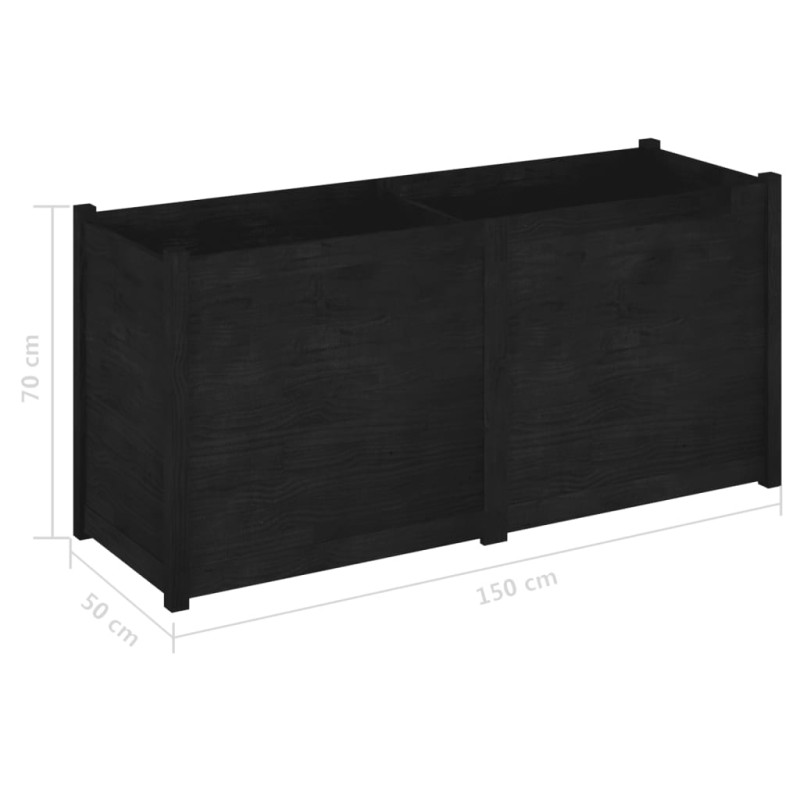Produktbild för Odlingslåda svart 150x50x70 cm massiv furu