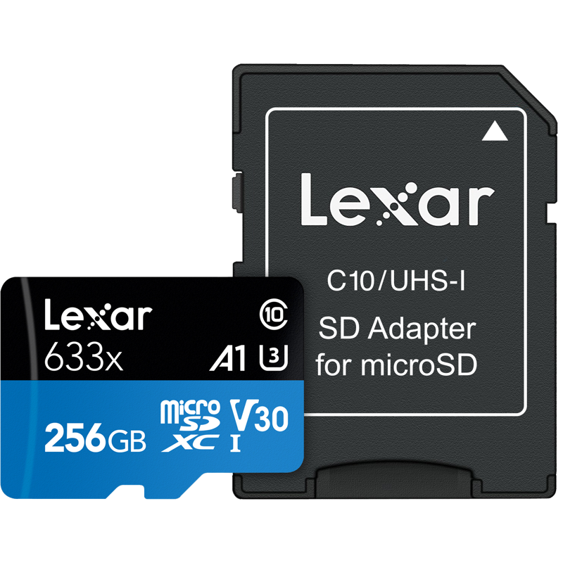 Produktbild för Lexar microSDXC 633x UHS-I/A1/U3/10 R100/W45MB (V30) 256GB
