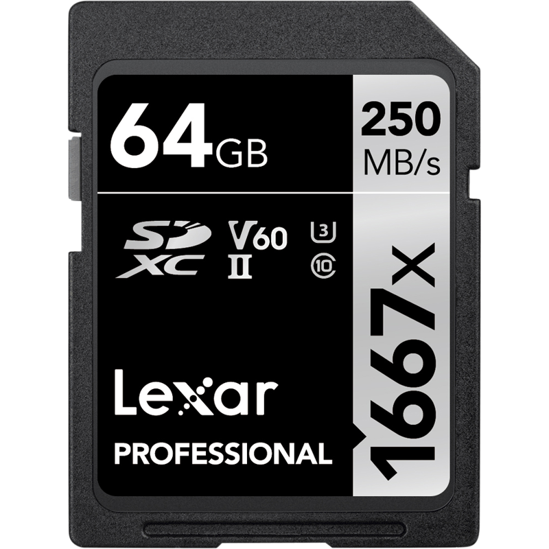 Produktbild för Lexar SDXC Pro 1667X UHS-II U3 R250/W120 (V60) 64GB
