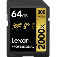 Produktbild för Lexar SDXC Pro 2000X UHS-II U3 R300/W260 (V90) 64GB