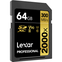 Produktbild för Lexar SDXC Pro 2000X UHS-II U3 R300/W260 (V90) 64GB