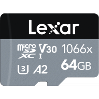 Miniatyr av produktbild för Lexar microSDHC SILVER 1066x UHS-I/U1/A2 R160/W70 (V30) 64GB