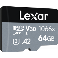 Miniatyr av produktbild för Lexar microSDHC SILVER 1066x UHS-I/U1/A2 R160/W70 (V30) 64GB
