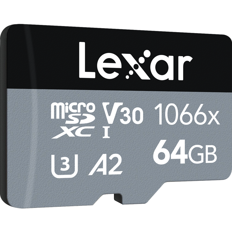 Produktbild för Lexar microSDHC SILVER 1066x UHS-I/U1/A2 R160/W70 (V30) 64GB
