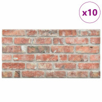 Produktbild för Väggpaneler 10 pcs Röd 100 x 50 cm EPS Skum
