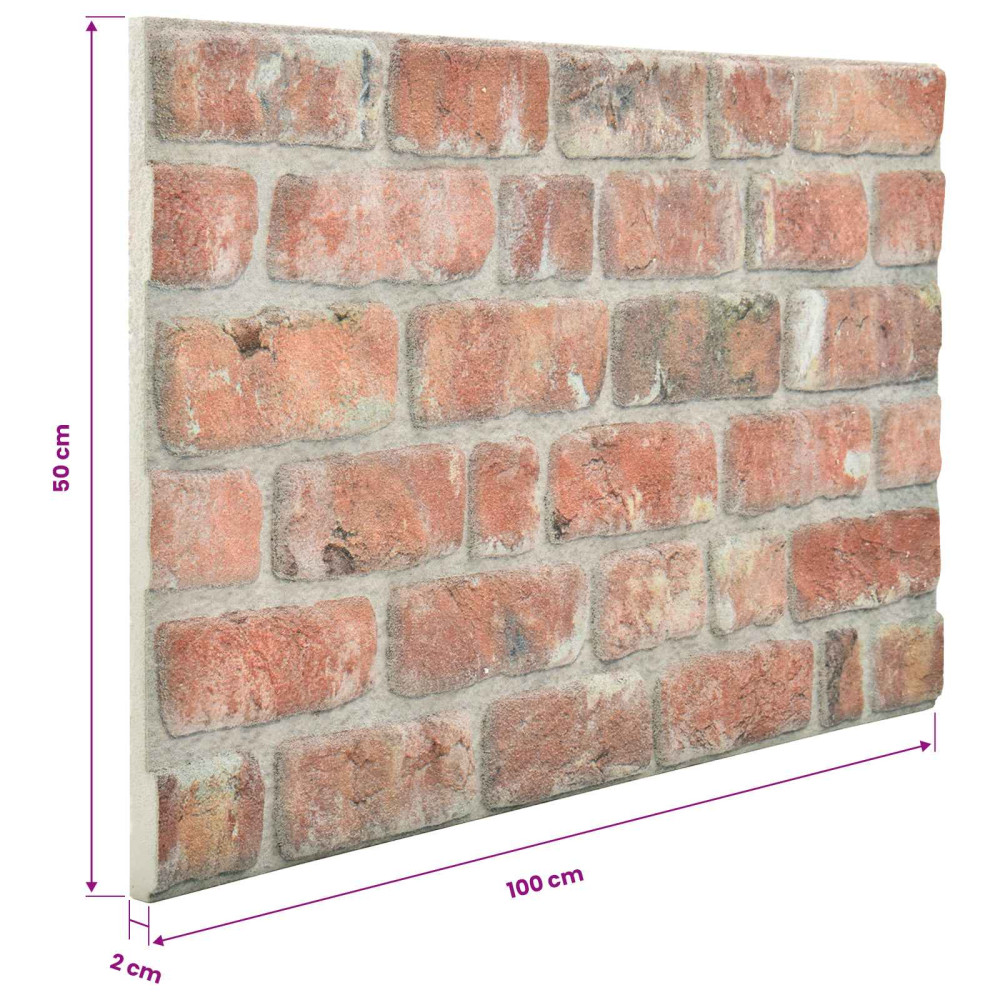 Produktbild för Väggpaneler 10 pcs Röd 100 x 50 cm EPS Skum