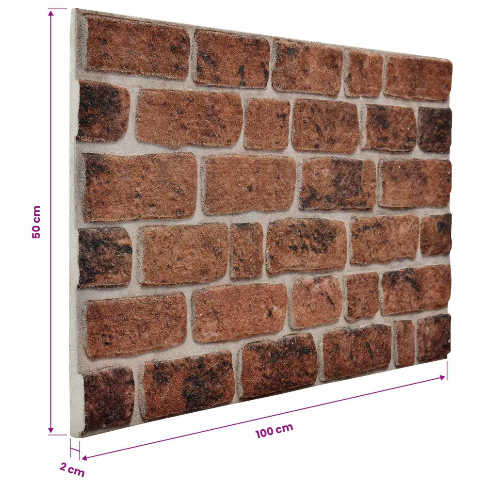 Produktbild för Väggpaneler 10 pcs Brun Tegel 100 x 50 cm EPS Skum