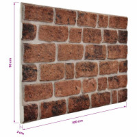 Produktbild för Väggpaneler 10 pcs Brun Tegel 100 x 50 cm EPS Skum