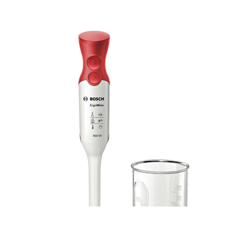 Produktbild för Bosch ErgoMixx MSM64010 - handmixer - vit/röd