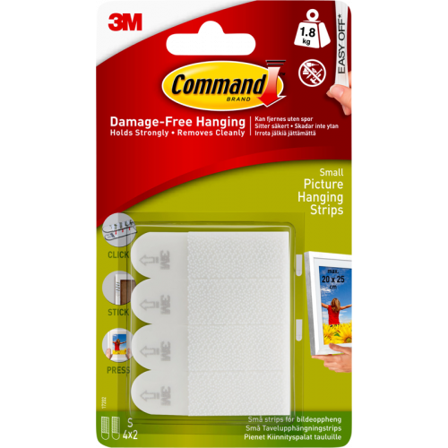 3M 3M COMMAND HANGING STRIPS WHITE SMALL SET/4