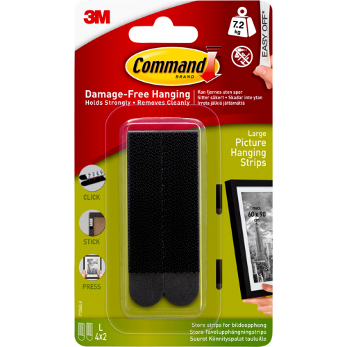 3M 3M COMMAND HANGING STRIPS BLACK LARGE SET/4