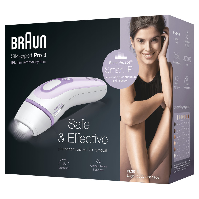 Produktbild för Braun Silk-expert Pro PL 3011 Intensivt pulserat ljus (IPL) lila, Vit