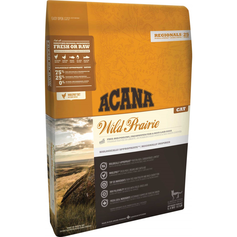 Produktbild för Acana Cat TF Regionals Wild Prairie torrfoder till katt 4,5 kg Vuxen Kyckling, Fisk
