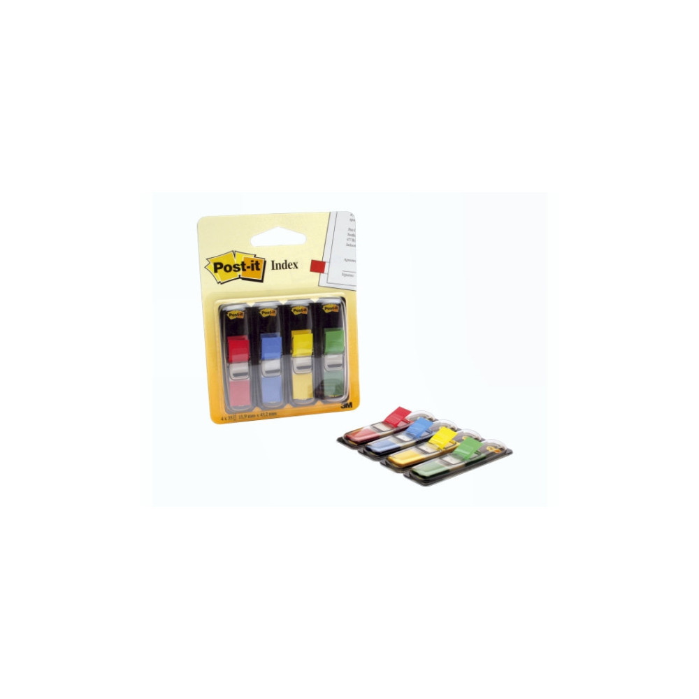 Produktbild för Post-it Index 683-4 - indexflaggor med dispenserare - 12 x 43 mm - 140 ark (4 x 35)