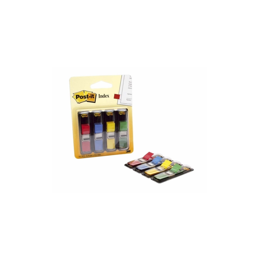 Produktbild för Post-it Index 683-4 - indexflaggor med dispenserare - 12 x 43 mm - 140 ark (4 x 35)