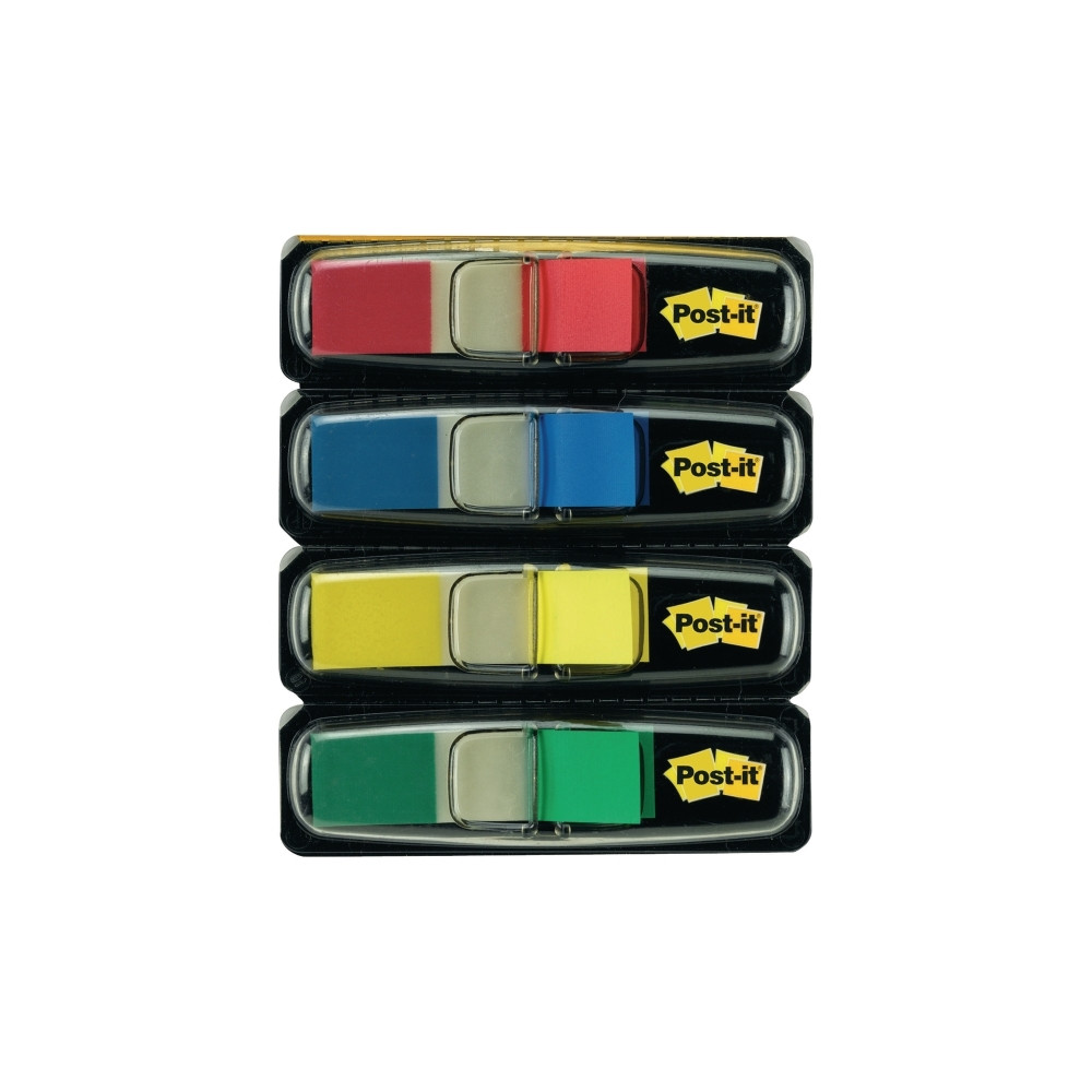 Produktbild för Post-it Index 683-4 - indexflaggor med dispenserare - 12 x 43 mm - 140 ark (4 x 35)