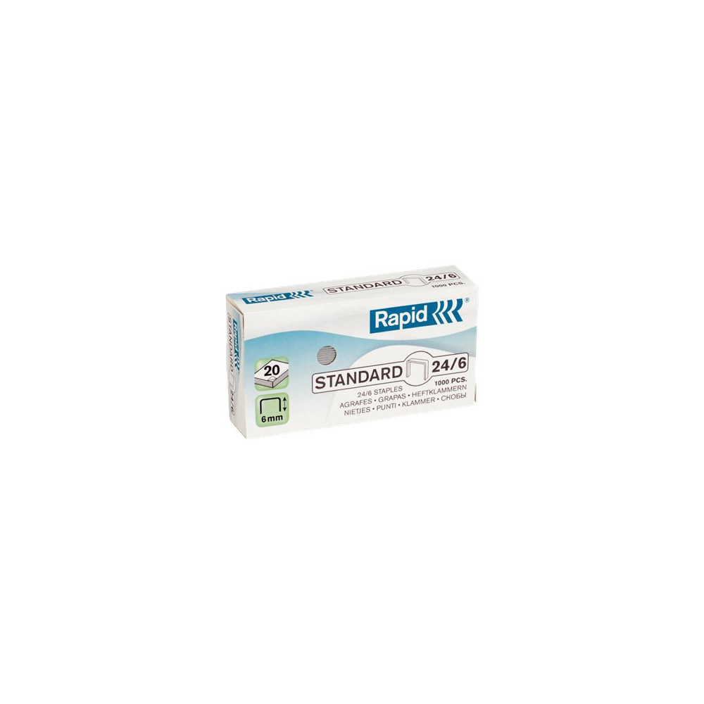 Produktbild för Rapid Standart - klamrar - 24/6 - 6 mm - paket med 1000