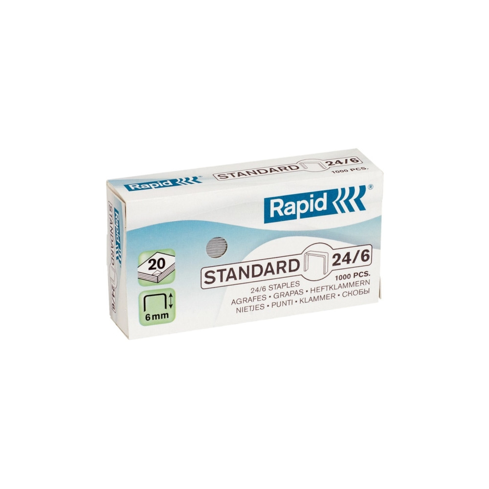 Produktbild för Rapid Standart - klamrar - 24/6 - 6 mm - paket med 1000