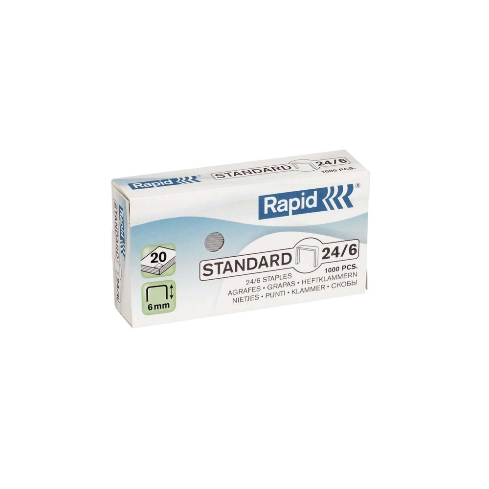 Produktbild för Rapid Standart - klamrar - 24/6 - 6 mm - paket med 1000