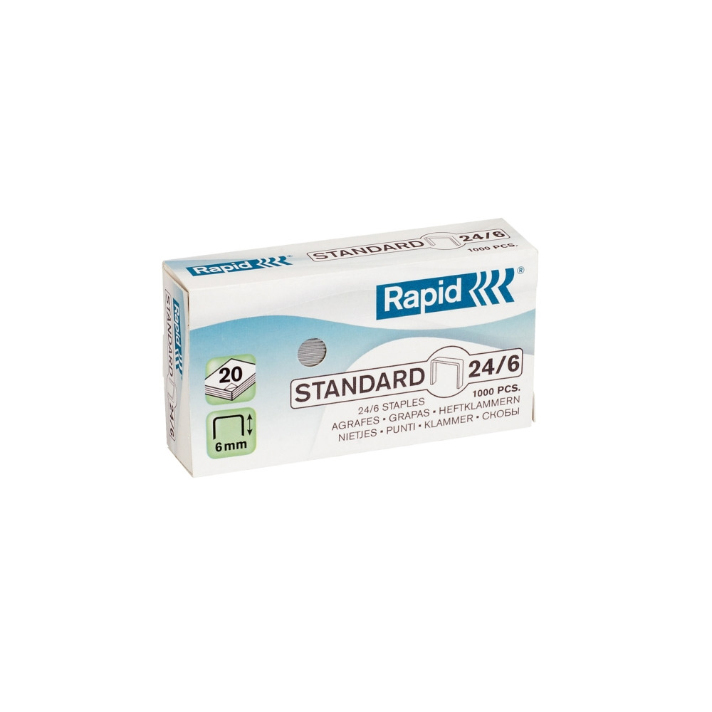 Produktbild för Rapid Standart - klamrar - 24/6 - 6 mm - paket med 1000