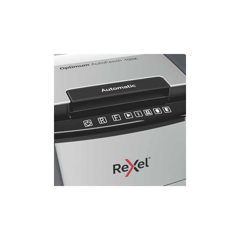 Produktbild för Rexel Optimum AutoFeed+ 100X dokumentförstörare Tvärsgående skärning 55 dB 22 cm Svart, Grå